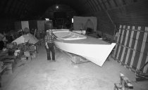 Art Helbig of Gloucester Marine Inc. with a bateau under construction