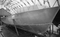 Metal sailboat under construcion