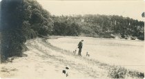 Duck Pond South Wellfleet. Thomas V. Thomas with two Marconi Station mascot