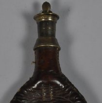 Pressed Leather & Brass Shot Flask (19th-Century)