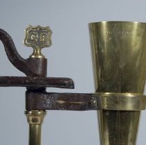 Top view of grain scale's maker's mark and funnel