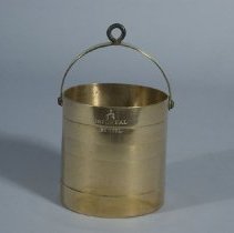 Hanging brass weighing bucket for the grain scale