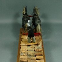 Folk Art Carving of a Horse-Drawn Wood Wagon