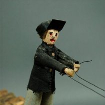 Folk Art Carving of a Horse-Drawn Wood Wagon