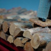 Folk Art Carving of a Horse-Drawn Wood Wagon