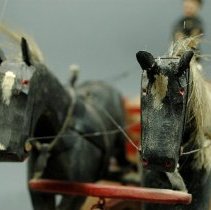 Folk Art Carving of a Horse-Drawn Wood Wagon