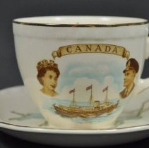Front of teacup and saucer, shown together