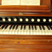 Close up on organ keys