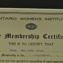 Certificate, Ontoario Women's Institute