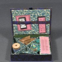 View of inside needlework box