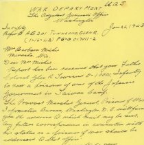 War Department Notification of POW Status