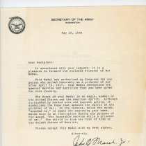 Letter from Secretary of Army