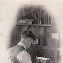 Bob Hatt at the typewriter