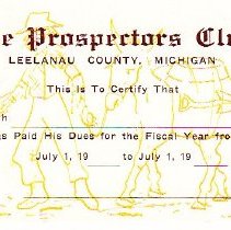 The Prospectors Club membership card