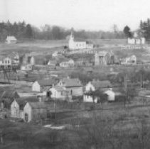 Panoramic view of Leland with building names