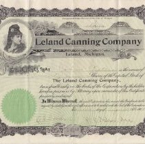 Certificate for Shares of the Capitol Stock of the Leland Canning Company