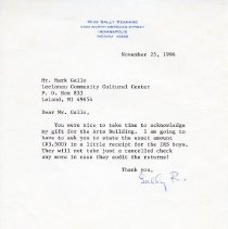 A note from Sally Reahard to Mark Gallo