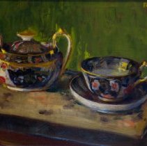 Fra Dana, Cup and Sugar Bowl, Oil on Panel, 12x16in