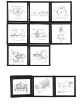 Diverse tegninger og grafer fra undervisning i kemiindustri eller -teknik