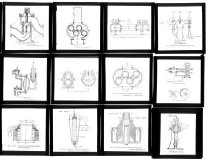 Diverse tegninger og grafer fra undervisning i kemiindustri eller -teknik