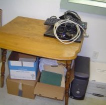 Table, drop-leaf in Genealogy Room of Library