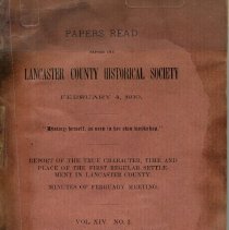 Report of the     First Regular Settlement in Lancaster, Pa.