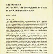 Evolution of Ten Pre-1745 Presbyterian Societies in the Cumberland Valley