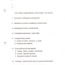 18th Century Colonial Women on the Frontier: An Overview