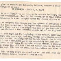 In memorium Dana H. N. Mayo