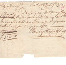 Town Records, 1772\3
Money paid to Mary Sheafe