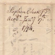 Town Records, 1774
Stephen Chase Jr.'s accounts with town of New Castle