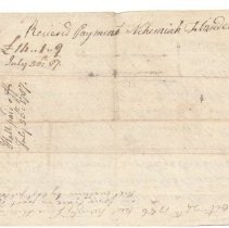 Town Records:  Note to Mr. William Hall paid off July 30th, 1787/