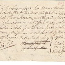 Town Records:  Note to Mr. William Hall paid off July 30th, 1787/