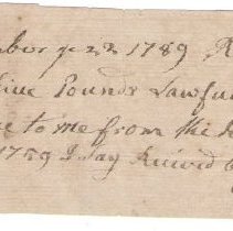 Town Records:  Amos Seavey, Esq.Received September 22, 1789 /
