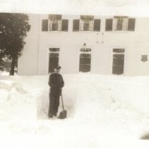 Fred Amazeen in front of church