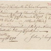 Town Records:  John Simpson, Esq. Account:  February 28th, 1798 /