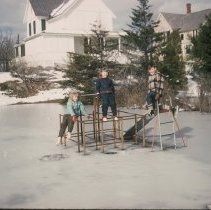 Children playing on ice