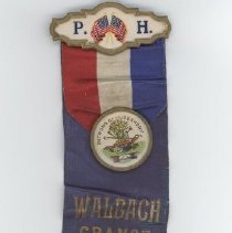 Ribbon of Walbach Grange No. 344, New Castle, N.H. with Patrons of Husbandry pin