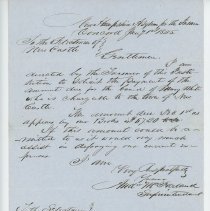 Town Records:  Andrew McFarland Letter regarding payment to the N.H. Institute for the Insane for Mary White /
