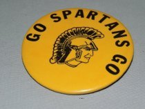 Button promoting Sycamore, Illinois High School Sports