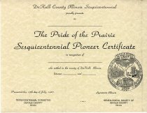 Sesquicentennial Certificate