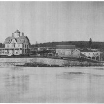 Sargent house with horse & buggy & barns
