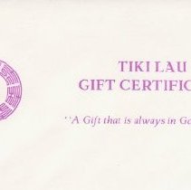 Tiki Lau gift certificate envelope