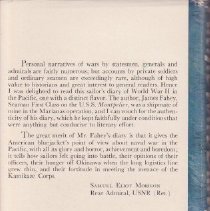 Pacific War Diary by James J. Fahey back