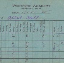 WA 1934-35 report card for Albert Hall