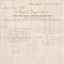 Mary Walker's invoice for Harriett Sherburne's funeral