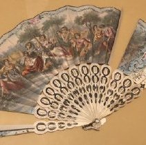 Silver incised bone handpainted fan