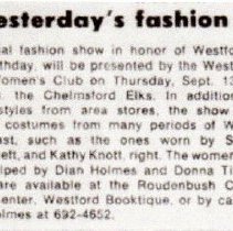 Antique dress fashion show newpaper article