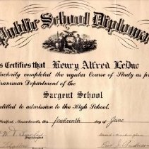 1933 Sargent Diploma Henry A LeDuc