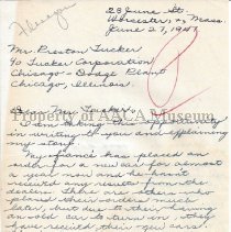 Letter asking to purchase Tucker Car